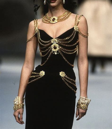 chanel black dress with gold chains|Chanel dress for women.